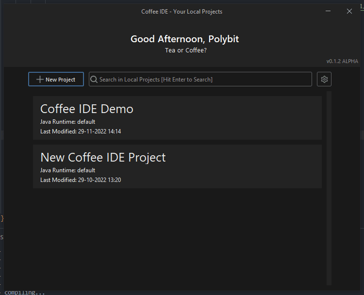 Coffee IDE Screenshot